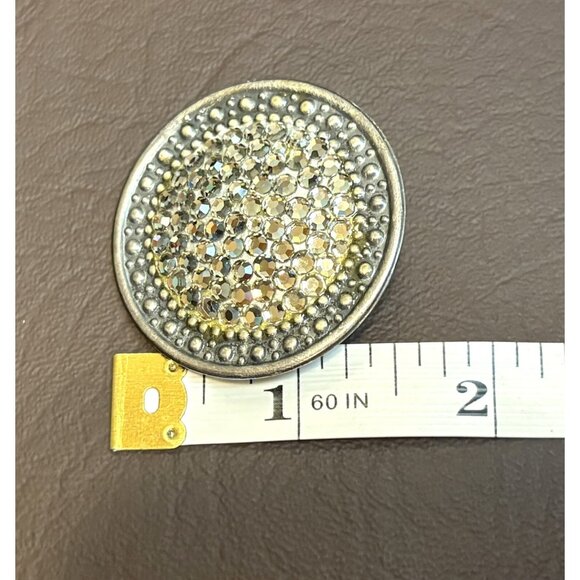 Vintage Richard Kerr Rhinestone Shield Statement Runway Clip On Earrings Signed - Picture 7 of 9